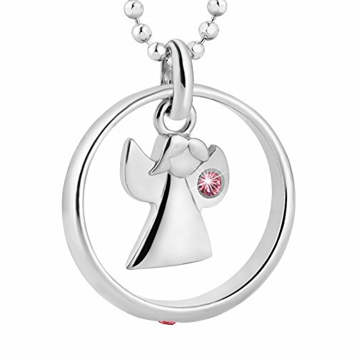 fish Kinderkette Mit Engel-Anhänger Aus Sterling-Silber Und Rosa Kristallstein