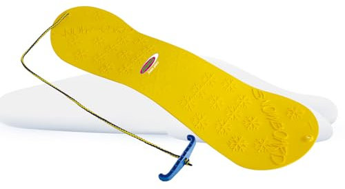 Jamara 460391 Snow Play Snowboard 72cm - aerodynamische Bauweise, Ziehschnur mit Griff, extra Glatte Rutschfläche auf der Unterseite mit Gleitkufen, Anti Rutsch Oberfläche auf der Oberseite, Gelb