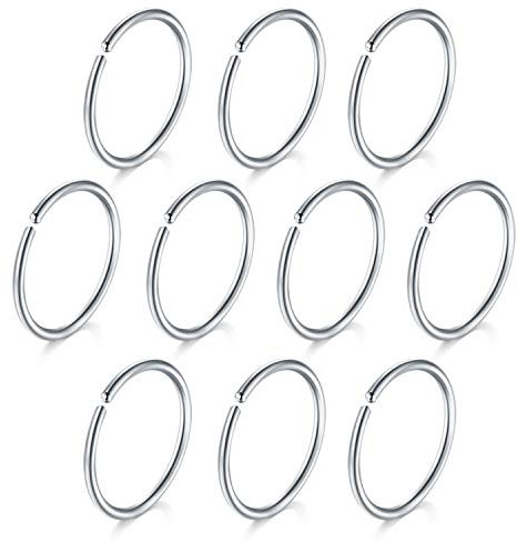 Crdifu 10stk Chirurgenstahl Nasenpiercing Set 20 Gauge 8mm Fake Nasen Lippen Tragus Ring Piercing Schmuck