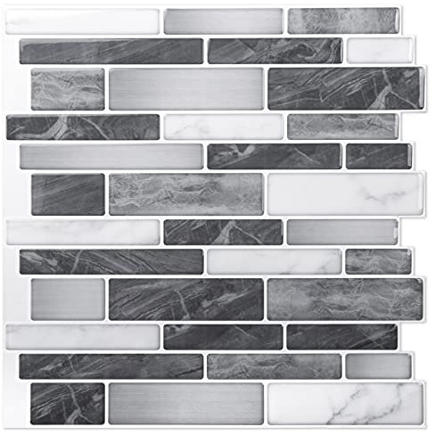Art3d 10-Blätter Selbstklebende Fliesen Backsplash für die Küche, Vinyl Dekorative Fliesen, 30 * 30cm