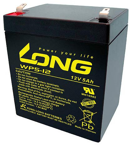 Kung Long WP5-12 F2 Blei-Vlies-Akku, 12Volt, 5Ah mit 6,3mm Faston Anschluss