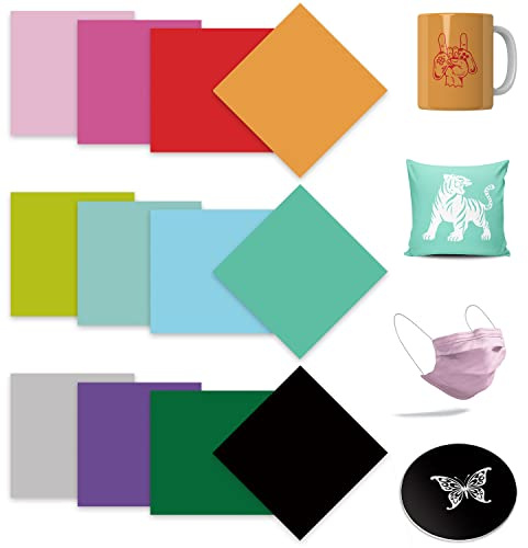 LUCKIGUCK Infusible Lot de feuilles de papier transfert pré-imprimées et teintées par sublimation thermocollantes pour t-shirt et tasse (uni 12B)