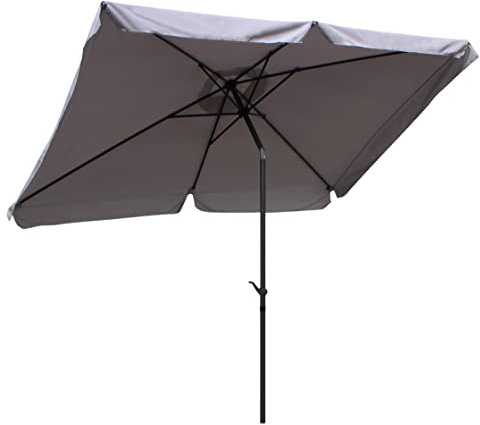 Pure Home & Garden Kurbelschirm Sunny 300 x 200 cm hellgrau, mit UV-Schutz 40 Plus, Knicker und abnehmbarem Bezug