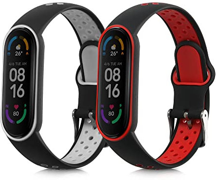 kwmobile 2X Sportarmband kompatibel mit Xiaomi Mi Smart Band 6 / Mi Band 6 / Band 5 Armband - Fitnesstracker Band Set aus TPU Silikon