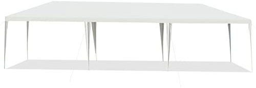 RELAX4LIFE 3X9M Tenda Gazebo da Giardino Impermeabile per Feste ed Eventi a 2/3 Stanze, Tendone da Esterno in Tessuto PE Antistrappo per Matrimonio, Fiere e Mercati (9x3x2,6M, No Pannelli)