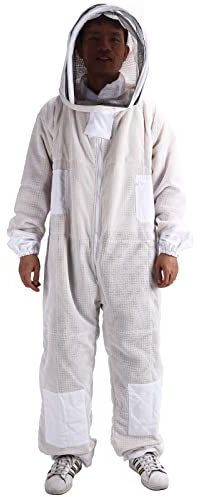 Natudeco Imkeranzug,Professionelle Imkerbekleidung,Imkereibedarf Imkeroverall Belüftet Schutzbekleidung mit Schleier und Imkerhut für Imker Berufsimkeranzug