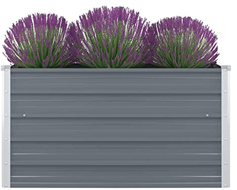 LAPOOH Hochbeet, Palettenrahmen, Hochteich, Gemüsebeet, Kräuterregal Balkon, Blumenbeet, Kräuterspirale, Tomatenbeet, Pflanzhochbeet, 100 x 100 x 45 cm Verzinkter Stahl Grau