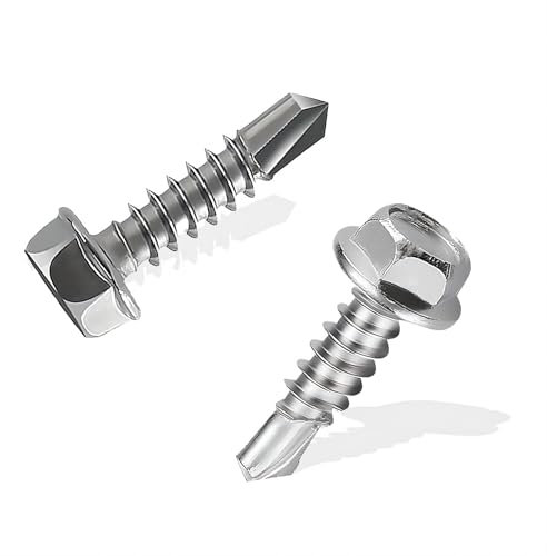 150 Pcs Trapezblechschrauben Selbstschneidende Schrauben M4,2x16mm 410 Edelstahl Blechschrauben Sechskant Spenglerschrauben Bohrschrauben Edelstahl Metalldachschrauben