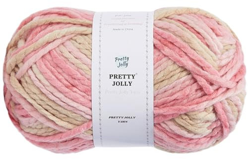 Pretty Jolly Bluky Acrylic Yarn - Soft, Colorful, Bulky, Multicolored for Crocheting & Knitting - 110m/150g (Peach Blossom)