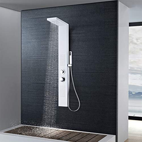 Homgoday Matt vit duschpanel i aluminium, fast duschvägg, väggmonterad duschgrupp, glidande duschvägg, walk-in duschvägg för badrum