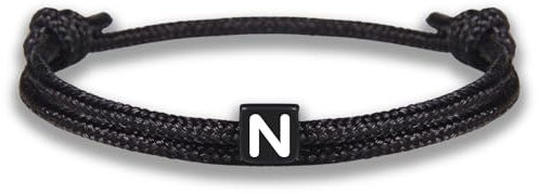 GD GOOD.designs EST. 2015 Bracelet corde avec lettres | Bracelet d'amitié noir ajustable de 14cm à 24cm | Initial N