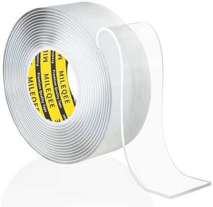 MILEQEE Double Sided Tape Heavy Duty, Transparent, 30mm x 3m/Roll
