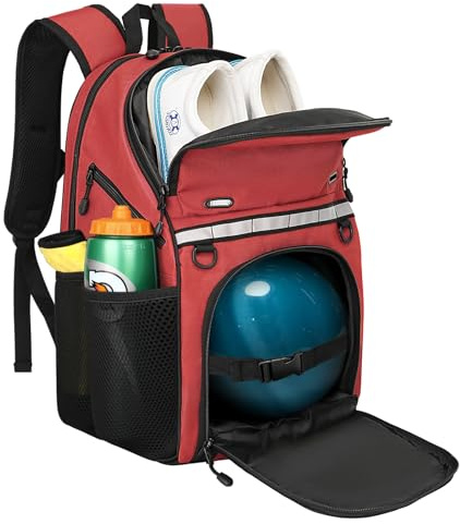 Goloni Bowling Backpack,Single Ball Bag with Shoe Compartment Up to Size 16,Bowling Bag with Padded Ball Holder