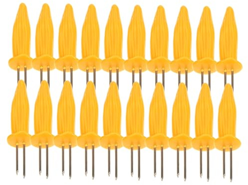 Amosfun de Soportes para Maíz Tenedores Prácticos 20 Piezas de Plástico Antideslizante Fáciles de Limpiar y Reutilizables para Barbacoa en Casa y Hotel