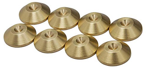 PrecisionGeek® Koniska spikdynor, CNC-frästa isoleringsbrickor för HiFi-högtalare, subwoofer och högtalarstativ (Ø 20 mm | 6 mm tjocklek | mässing | 8-pack)
