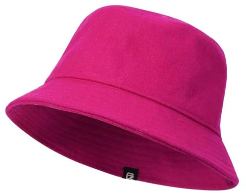 GADIEMKENSD Winter Bucket Hat - Premium Wool, Packable, Plain Colors, Warm Soft Felt Wool Bucket Hats for Women Men Unisex Casual Outdoor Hiking Fisherman Cap Pink M