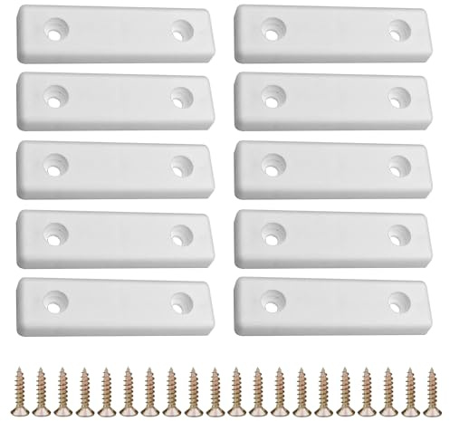 cyclingcolors 10x Patines Pies para Muebles en Plástico Rectangulares 50x14mm Mesa Armario cómoda Cama cuña Accesorio protección Suelos Altura para Atornillar, blanco