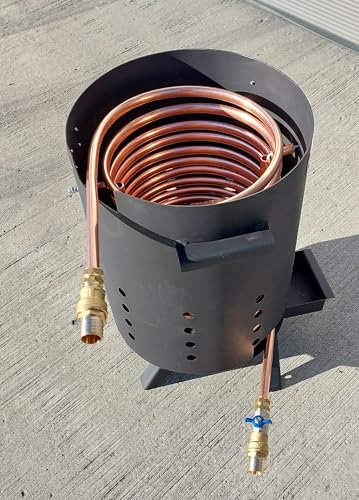 Poolheizung Feuertonne 40cm mit Spirale Kupferrohr 18x1mm 15m für 32er Poolschlauch Anschluss