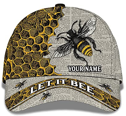 Unisex anka tungkeps pappakeps andningsbar truckerkeps justerbar basebollkeps personlig, Let It Bee anpassad text keps 3D inspirerande ordspråk hatt för djurälskare biodlare, Basebollkeps 7, M