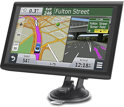 GPS Navigator for Car Truck RV, 9 ” Trucker GPS for Semi Truck 2025 Map， Real Voice Spoken Turn-by-Turn Direction Reminding Navigation System for Cars, Vehicle GPS with Speed and Red Light Warning