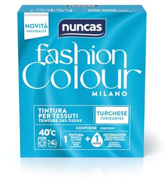 Nuncas Fashion Colour Milano - Turquoise - Kit de teinture textile - Prêt à l'emploi avec lessive post-traitement (180 g - 75 ml)