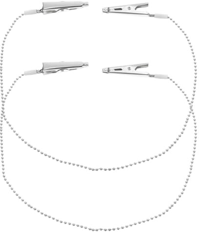 Ipetboom 2 Pezzi Clip Fermagli per Bavaglini da Dentista in Acciaio Inossidabile Argento, Catena Sicura e Facile da Usare per Anziani e Adulti in Casa o Cliniche
