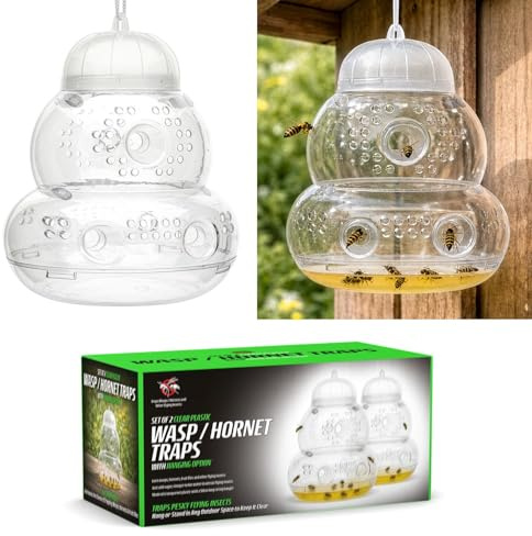 CKB LTD Förpackning med 2 plastgetingfälla stora fångare honungskruka flaska hängande design insekt hornet fångare fälla inomhus utomhus trädgård skadedjursbekämpning CKB-WCP02