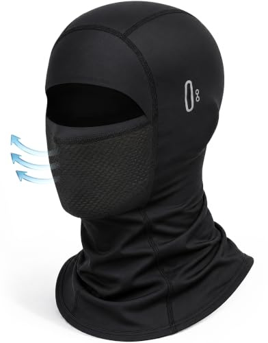 AWUMBUK Pasamontañas Transpirable Moto con UV Protección, Negro Elástica Anti Viento Balaclava para Hombre Mujer, Ciclismo Deportes Senderismo