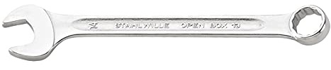 Stahlwille 40081414 Combination Spanners Open-Box No.13, Size 14mm, Metric, with 15 Degree Offset Ring End, Chrome Plated Finish, Length 165mm, Made in Germany