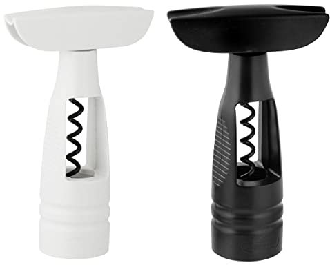 Fackelmann EASY Corkscrew, Wine Bottle Opener, Easy Use Large Easy Grip Handle, Self-Pulling, Non-Stick Spiral, 22.6x11.6x4.5cm, Black or White
