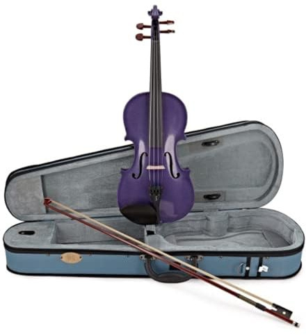 Stentor Harlequin Violin Outfit 4/4 Size, Violin for Intermediates with P&H Fibreglass Bow, Lightweight Case, Colourful String Instrument 1401APU, Purple