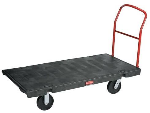 Rubbermaid Commercial Products Heavy Duty Platform Truck, Black Push Cart Dolly, Trolley Cart with Wheels, for Warehouse/Garage/Cleaning/Manufacturing