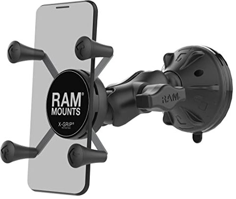 RAM Mounts (RAP-B-166-2-A-UN7U) Composite Twist Lock Suction Cup Mount with Short Double Socket Arm and Universal X-Grip Cell/Iphone Holder by NationalMounts