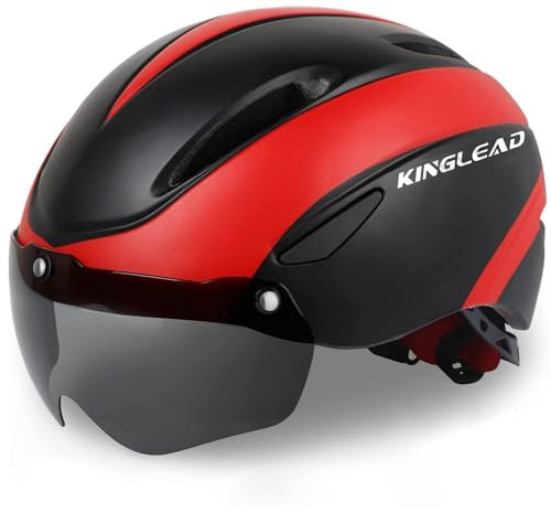 KINGLEAD Fahrradhelm,Fahrradhelm mit Magnetische Schutzbrille Fahrradhelme Einstellbarer Radhelm Rennradhelm für Erwachsenen Herren Damen Fahrradhelm MTB Mountainbike Helm