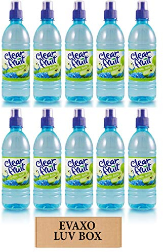LUV BOX - Clear Fruit Green Apple Water Sport 16.9 Oz Bottles,Pack of 10, by evaxo