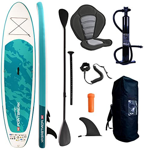 M.Y Point Break Paddle Boards 10ft 6in Inflatable Stand Up Paddle Board with Kayak Seat Conversion Kit Complete with Full SUP Accessories Package