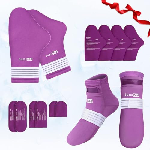 SuzziPad Kältetherapie-Socken, Handeisbeutel, kalte Handschuhe für Chemotherapie Neuropathie, Chemo-Care-Paket für Frauen und Männer, ideal bei Plantarfasziitis, Fußschmerzlinderung, s/m, lila