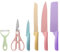 TJ POP Set de couteaux de cuisine colorés 6 PCS, Set de couteaux de chef en boîte pour la cuisine, le camping, le voyage, le pique-nique, le BBQ et le VR