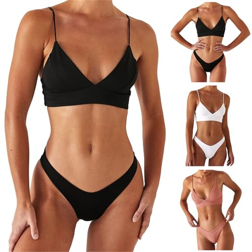 Triangle Bikini Set Damen Sexy Bikini String Shorts und Balconette BH Frauen Bademode Spaghetti-Träger Badeanzüge Wunderschöner Strand Schwimmanzug Schwimmanzug Mädchen
