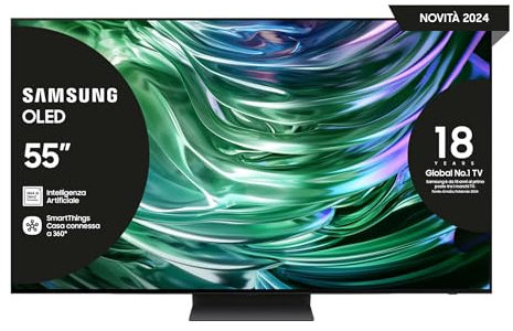 Samsung OLED TV 55 QE55S90DAEXZT, OLED HDR+, Upscaling AI 4K, Processore NQ4 AI GEN2, Motion Xcelerator 144Hz, Design LaserSLim, DVBT-2, Q-Symphony & Dolby Atmos, Black 2024