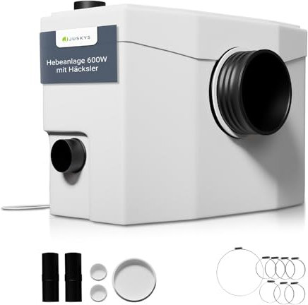 Juskys Hebeanlage 600 W - Schmutzwasserpumpe mit Häcksler, Kleinhebeanlage bis 7 m Höhe, Abwasserpumpe, Haushaltspumpe für Dusche, Fäkalienpumpe
