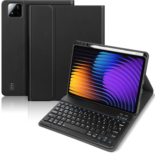Funda con Teclado para Xiaomi Pad 7/Pad 7 Pro de 11.2 pulgadas 2025, Teclados para xiaomi Pad 7/7 Pro, Teclado Bluetooth español Ñ, Funda protectora con teclados para Tablet Pad 7 Pro (Negro)