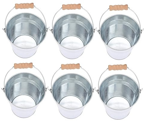 KOCKSHION 6pezzi Secchiello in Latta per Snack Contenitore Porta Snack in Secchiello per Ghiaccio e Cibo per Party e Eventi