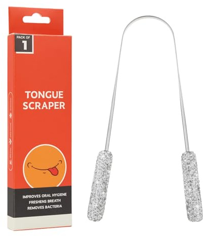 Tongue Scraper Bling Metal Tongue Cleaner for Adults & Kids Diamond Stainless Steel Tongue Scrubber for Oral Care & Hygiene(White)
