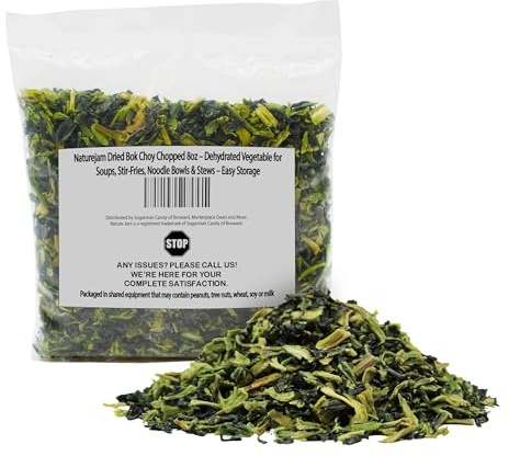 Naturejam Dried Bok Choy Chopped 8oz – Dehydrated Vegetable for Soups, Stir-Fries, Noodle Bowls & Stews – Easy Storage