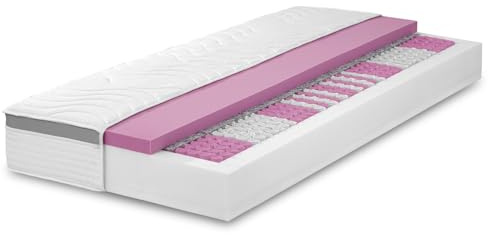 Sleezzz Diamond - Colchón ergonómico de muelles ensacados con 7 zonas, dureza H2/H3, 23 cm de altura, 1000 muelles ensacados, reversible, con cinta climática y funda de microfibra (80 x 200 cm)