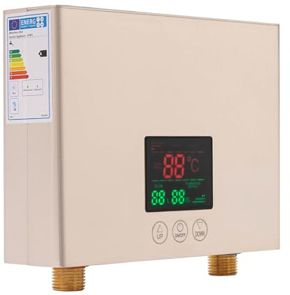 Mini scaldabagno elettrico elettrico istantaneo, riscaldamento rapido ad acqua per cucina e lavanderia, montaggio a parete, compatto risparmio energetico, con regolatore di temperatura e telecomando