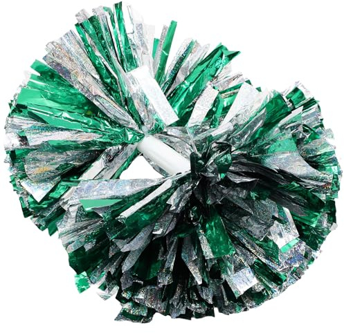 Hemobllo Pompon da Cheerleader Riutilizzabili in PVC e PES, Pompon Compatti Metallici da Tifo Manico Grande, Accessori per Spettacoli Sportivi e Coreografie di Cheerleading