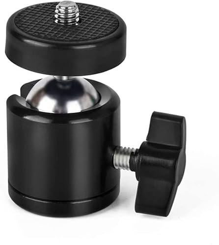 CABLEPELADO Soporte Cabezal con Tornillo para Camara Reflex, Mini Cabezal de Bola de trípode para cámara réflex Digital, Giratorio de 360 Grados, con Base de Rosca de Rosca de 1/4 Pulgadas, para DSLR