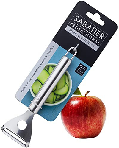 Sabatier Professional Stainless Steel Vegetable Peeler - Glides Effortlessly. for Potatoes & Apples. Peels Carrots, Courgette & Cucumber into Ribbons. Shaves Cheese & Chocolate. 25 Year Guarantee.